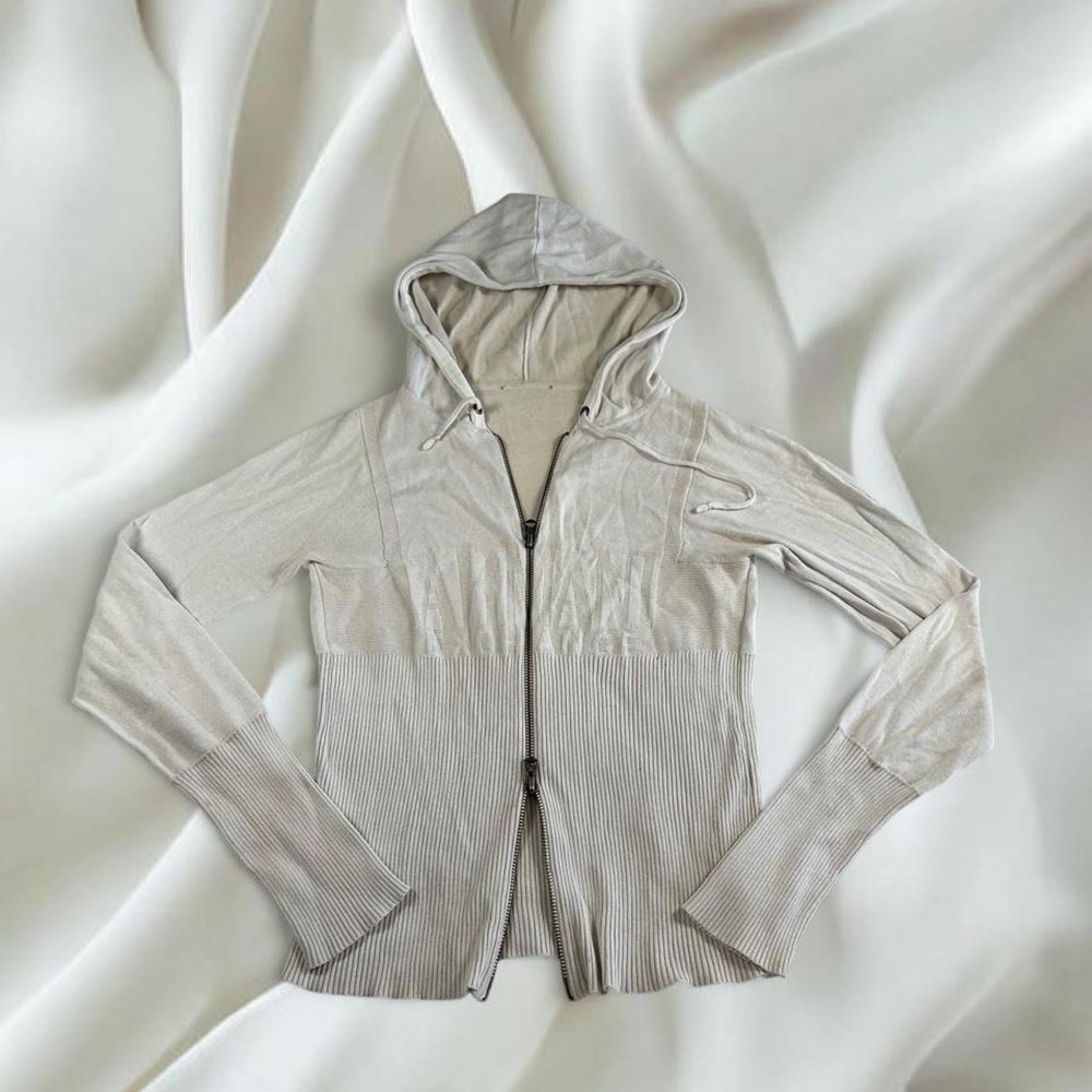 Armani Exchange cream white double zipper full zip jacket y2k vintage mcbling